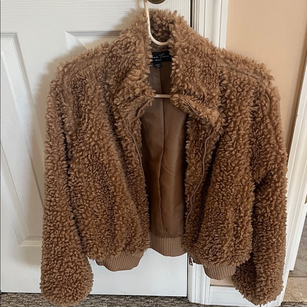 Love Tree Brown Teddy Jacket